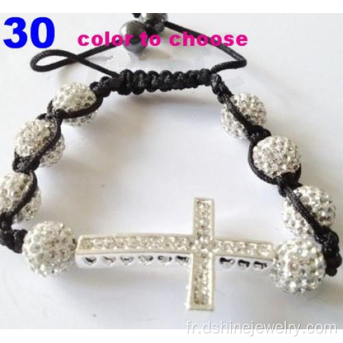 Bracelets à breloques croix pour femmes blanc Bracelet Shamballa